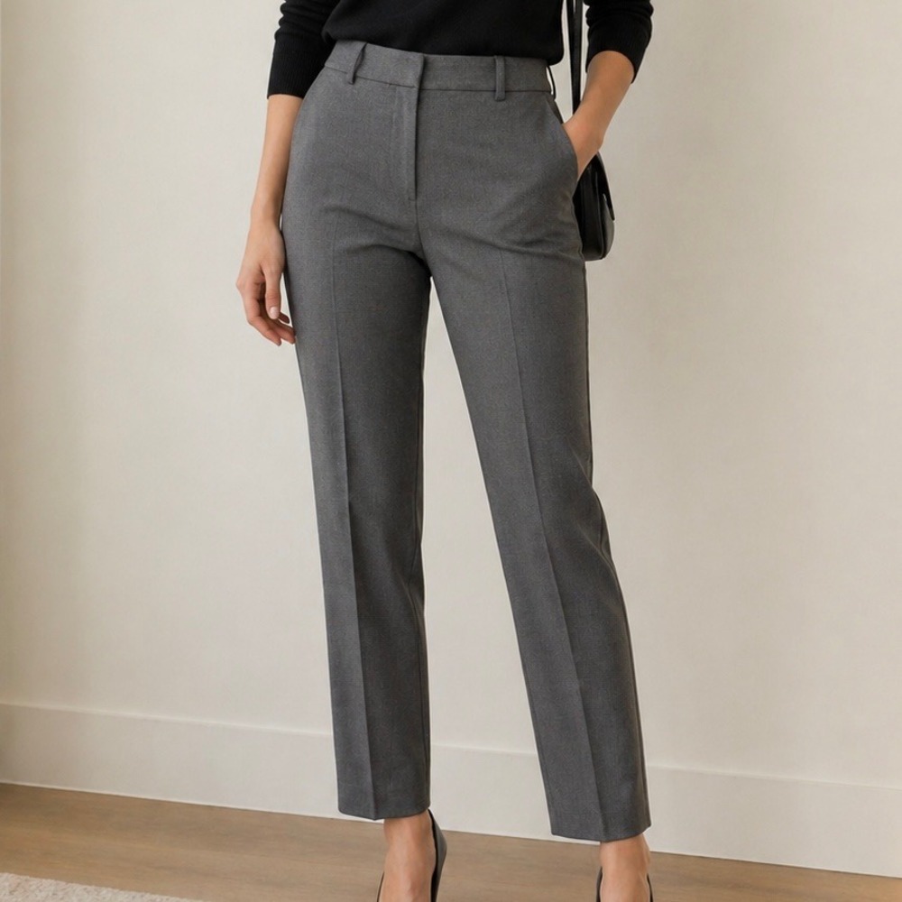 J.Crew Factory Ruby Full-Length Pants Women's Large Gray Stretch Twill Career